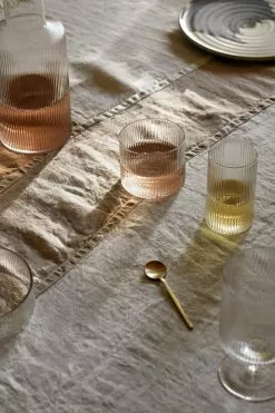 Ferm LIVING Ripple Low Glass (Set Of 4) -Home textiles Salgsbutik ferm living glas ripple low glass set of 4 smoked grey 4212155